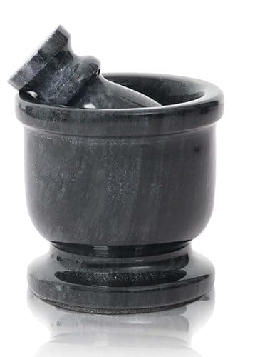 Image of Radicaln Marble Mortar and Pestle Set Verona 2.5" Inches Handmade Spice Grinder for Kitchen Herb Grinder Bowl & Garlic Crusher for Kitchen Accessories (Black)