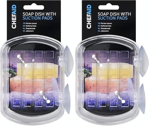 Image of Chef Aid Soap Dish with Suction Pad, Made with extra Durable BPA free plastic (Pack of 2)