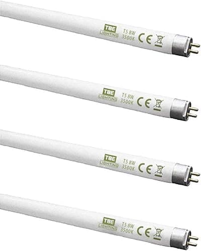 Image of TBE LIGHTING T5 8w Fluorescent Tube Lamps 288mm - CFL Bulbs - G5 2-Pin Base Fittings - T5 High Efficiency Lamps, Cool White 3500K (4-Pack)