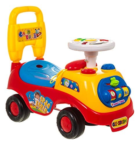 Image of Hillington My First Ride On and Push Along Buggy Car Colourful First Steps Toddler Walker Learning Toy with Sounds and Accessories (RED)