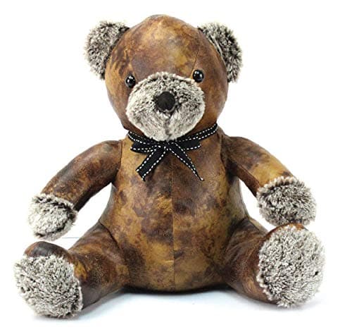 Image of Lesser & Pavey Faux Leather Teddy Doorstop – Weighted Decorative Animal Door Stop for Home – Stylish Brown Teddy Bear Design Keeps Doors Secure – Practical and Charming Home Accessory or Gift