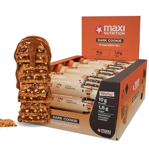 Image of MaxiNutrition Dark Cookie Protein Waffle Bar, 190 kcal, 10g protein