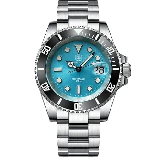 Image of London Craftwork Steeldive SD1953 Diver Watch Ceramic Bezel 41mm Water Resistant NH35 Movement (Turquoise/Black (3-Link Steel Bracelet))
