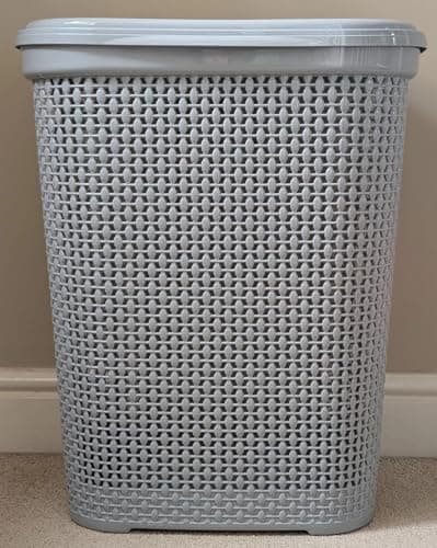 Image of Large Plastic Laundry Basket Clothes Washing Bin Hamper Storage Organiser 65L (Grey)