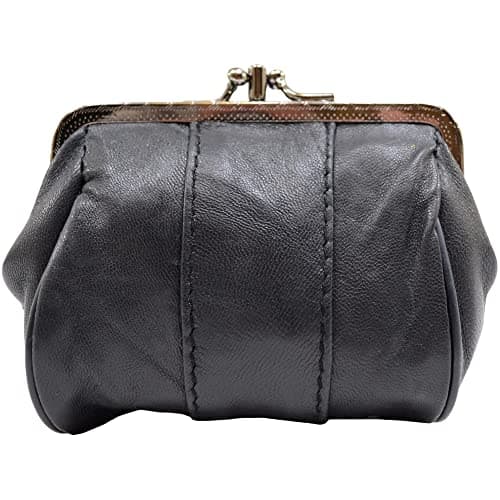 Image of Ladies/Womens Soft Nappa Leather Double Clip Frame purse/Coin Holder