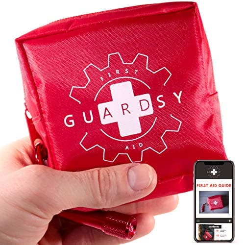 Image of Guardsy Mini First Aid Kit | Compact Small Medical Emergency Survival Kit perfect for Car, Travel, Hiking, Camping, Outdoor, Cycling, Running, Home, Vehicle, Sports. With Digital First Aid Guide app