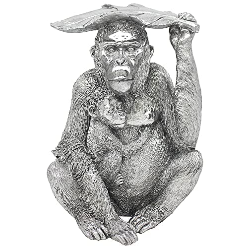 Image of Silver Art Gorilla and Baby Ornament Ape Figurine
