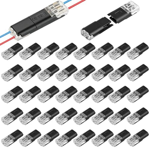 Image of 40 Pcs Waterproof Automotive Wire Connectors, 2-Pin Quick Plug Cable Connectors, Plug-in Cable Terminals No Strip No Solder for 18-22 AWG Wires, Crimp Terminals for LED, Automotive, Small Gauge Wiring