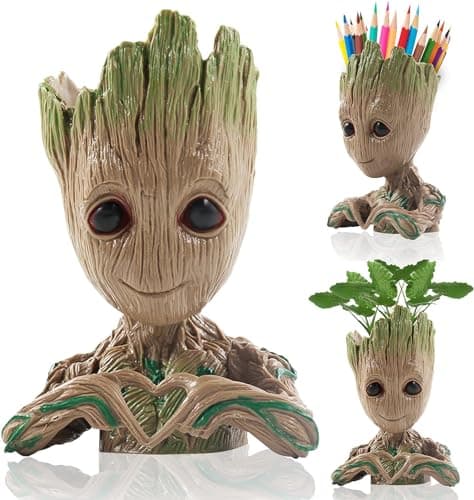 Image of Newthinking Baby Groot Flowerpot, Cartoon Baby Groot Plants Pot with Drainage Hole, Indoor Creative Flower Pot for Desktop Decoration and Birthday Gift (GLT-Heart Shape)