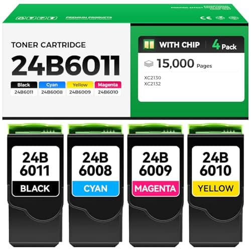 Image of 24B6011 24B6008 24B6009 24B6010 Toner Cartridge Set(4-Pack with Chip) Replacement for XC2132 XC2130 Toner Compatible with Lexmark XC2132 XC2130 Laser Printer Ink All-in-One Black Cyan Magenta Yellow