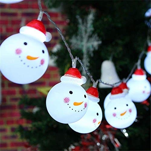Image of Christmas Light,LED Christmas Snowman String Starry Light for Gardens, Home, Wedding, Christmas Party, Battery-Powered, Christmas Decoration,Warm White