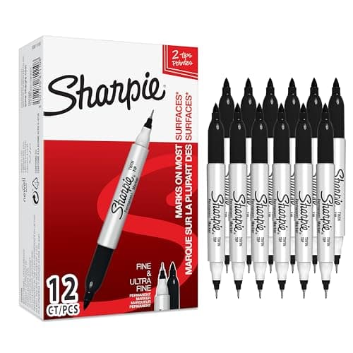 Image of Sharpie Twin Tip Permanent Markers | Fine & Ultra-Fine Points | Black | 12 Count