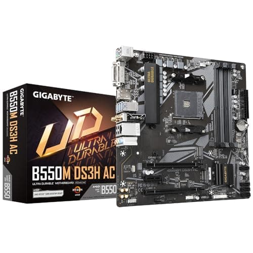 Image of Gigabyte B550M DS3H AC Motherboard - Supports AMD Ryzen 5000 Series AM4 CPUs, 5+3 Phases Pure Digital VRM, up to 4733MHz DDR4 (OC), 2xPCIe 3.0 M.2, GbE LAN, USB 3.2 Gen1