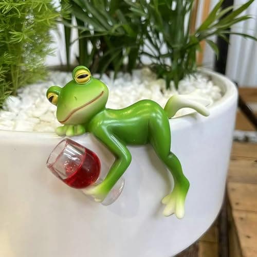 Image of Garden Ornaments, Frog Ornaments Outdoor, Easy to Start Conversation, Unusual Garden Decorations, Resin Animal Decor for Patio, Balcony, Lawn Plant, Yard Pool, Funny Garden Gifts for Women and Men