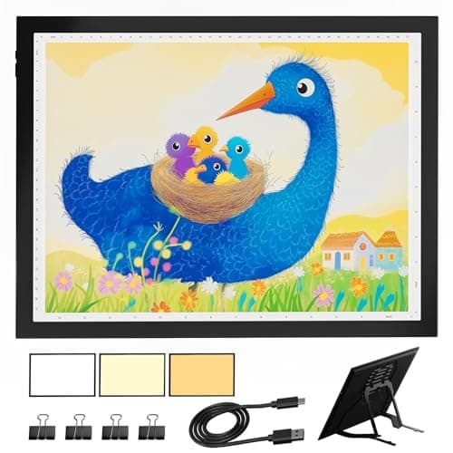 Image of DONPODER A3 Light pad for Diamond Painting,10 Level Adjustable Brightness Art Tracing Board with Stand- Ultra-Thin Light Box for Diamond Art, Drawing, Sketching, Stencilling, Animation, X-Ray Viewing
