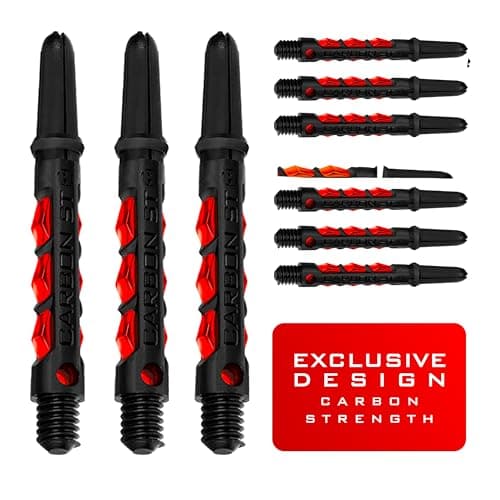 Image of Harrows Darts 3 x Sets of Carbon ST Dart Stems - 9 Dart Shafts in Total - Available in 3 sizes - Tough Carbon Composite (RED, MIDI)