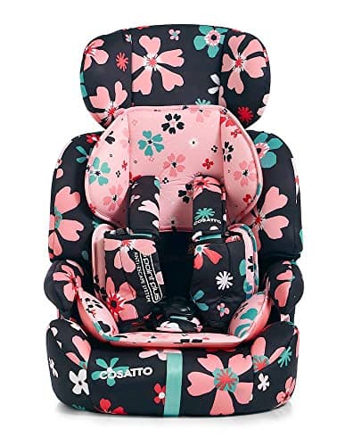 Image of Cosatto Zoomi Toddler Car Seat & Booster Seat | 9 Months-12 Years | 5 Point Anti-Escape Harness, Adjustable Headrest, Removable Washable Covers - Forward Facing for Group 123 (Paper Petals)