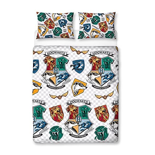 Image of Harry Potter Double Duvet Cover Grid Design | Reversible 2 Sided Bedding Duvet Cover Official Merchandise, Pillow Cases Included (Double)