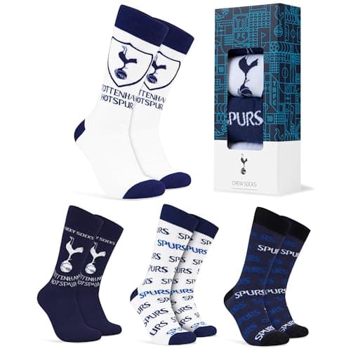 Image of Tottenham Hotspur F.C. Socks for Men, 4 Pack Breathable Socks Supporters' Gear - Spurs Gifts for Men