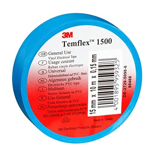 Image of 3 M TBLA1525 Temflex 1500 Vinyl Electrical Insulation Tape – Blue, 15 mm x 25 m x 0,15 mm