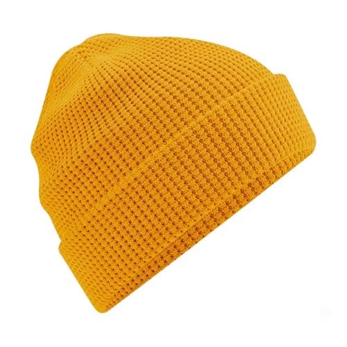 Image of Beechfield Organic Cotton Waffle Beanie - Mustard