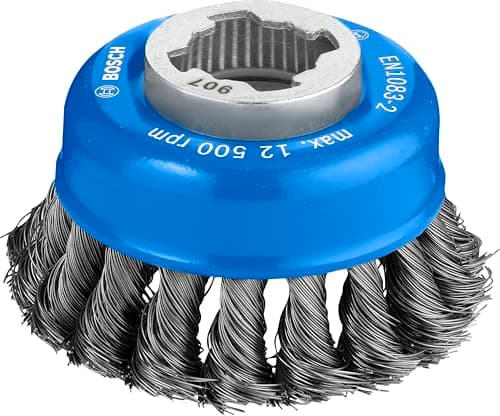 Image of Bosch 1x PRO Steel Longlife Cup Brush, Knotted Wire for Small Angle Grinder and X-Lock (for Steel, Ø 75 mm, Professional Accessory Small Angle Grinder)