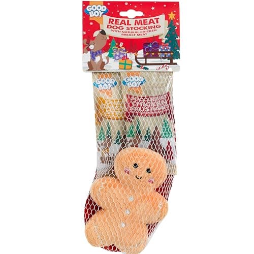 Image of Good Boy Christmas Dog Stocking With Meaty Treats & Soft Toy