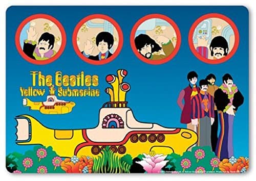Image of The Beatles Mouse Mat Pad Yellow Submarine & Portholes Band Logo Official One Size