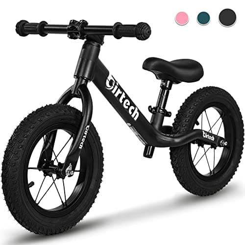 Image of Hello-5ive 12" Balance Bike for 2, 3, 4, 5, 6 Year Old Boys and Girls, Lightweight Nylon Frame Toddler Training Bike No Pedal Bikes for Kids with Adjustable Seat and Air Tires (Black)