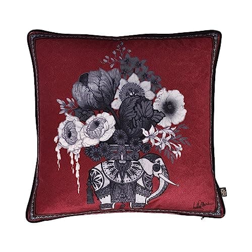 Image of Laurence Llewelyn-Bowen - Generou Elephant - Velvet Cushion Cover - 43 x 43cm in Claret