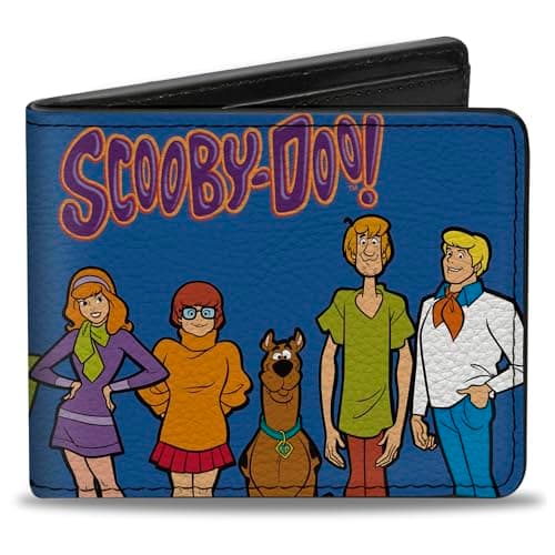 Image of Buckle-Down Scooby Doo Wallet, Bifold, Scooby-Doo Mystery Machine and Character Group Pose Blue, Vegan Leather