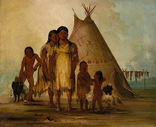Image of George Catlin: Two Comanche Girls,vintage Western American artwork, 24x17" (A2) Poster Print
