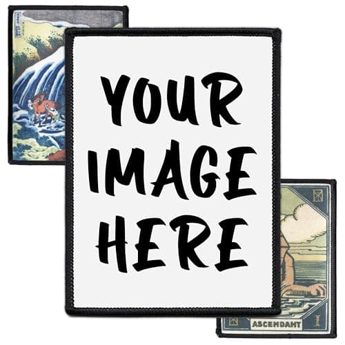 Image of Custom Rectangle Patch up to 20cm with your Design, Photo, Text or Logo | High-Resolution Print | Personalised Iron-on Patches for Coats Jackets | Made to Order by Concrete Schoolyard (7.6cm x 12.7cm)