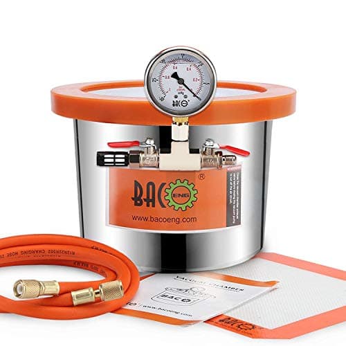 Image of BACOENG 6.8 L Stainless Steel Vacuum Chamber with Tempered Glass Lid Especially for stabilizing Wood