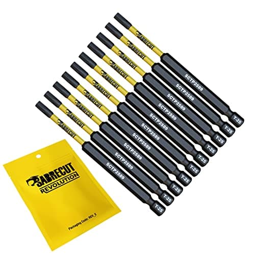Image of 10 x SabreCut SCTP2589_10 89mm T25 TX25 Torx Tamper Proof Security Magnetic Impact Screwdriver Driver Bits Set Heavy Duty