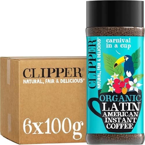 Image of Clipper Latin American Organic Instant Coffee | 6 x 100g Jars | Bulk Buy for Home & Catering | Arabica Gourmet Coffee | Sustainable Fairtrade Coffee by Clipper Teas | Ethically Sourced & Eco Conscious