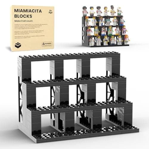 Image of Display Case for Lego Minifigures, 4-Tier Display Stand for Lego Minifigure, Holds 24 Figures, Shelves with Theater-Style Columns for Mini Figure, for Adults and Kids Ages 6+