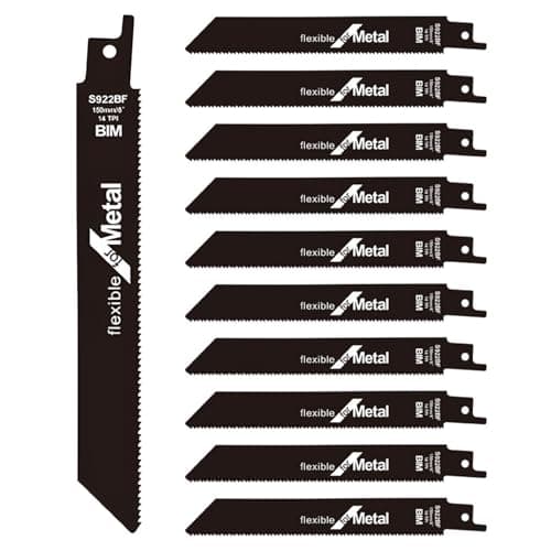 Image of 10PCS Bi-Metal Reciprocating Saw Blades for Metal Cutting, 150mm 14TPI Sabre Saw Blades for Metal Pipe, Fast-Cut Metals Saw Blade, Universal for Bosch, Makita, Dewalt, Ryobi, Black & Decker Recip Saws