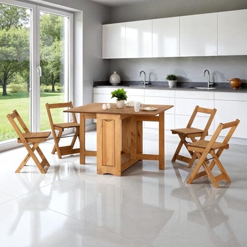 Image of Seconique Santos Butterfly Dining Set in Distressed Waxed Pine
