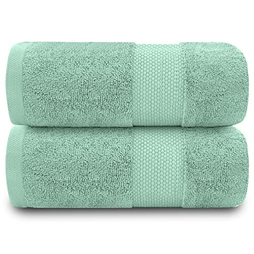 Image of GC GAVENO CAVAILIA Extra Large Bath Sheet 2 Piece - 700 gsm Hotel Quality Egyptian Cotton Extra Large Towels 100X 180 Cm - Extra Soft Bathroom Towel - Duck Egg