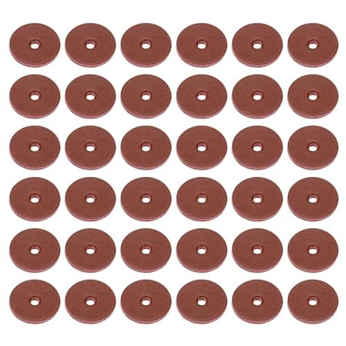 Image of PATIKIL 14mm Leather Washers, 100pcs Leather Handle Washers Leather Spacer Cushion Washers 1.5 mm Thick Round for Knife Handle Hammer Hatchet Badge Bicycle Seat Crafts, Reddish Brown