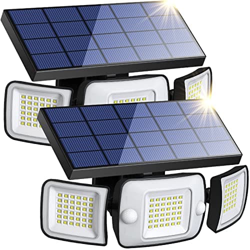 Image of intelamp Outdoor Solar Light, Solar Security Lights, 108 LED 1200LM Solar Motion Sensor Lights with 3 Adjustable Heads, Dual Sensor, IP65 Waterproof Solar Flood Light for Garden Garage Fence, 2 Pack