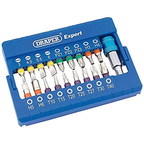 Image of Draper 82402 Coloured Screwdriver Bit Set with Magnetic Holder (19 Piece)