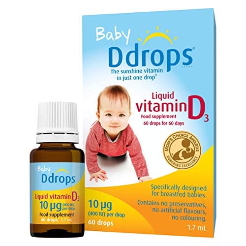 Image of Baby Ddrops 10 µg 60 Drops - Daily Vitamin D3 Supplement for Infants and Young Children - Supports Teeth & Bone Health - No Preservatives, No Taste, Non-GMO, Allergy-Friendly.