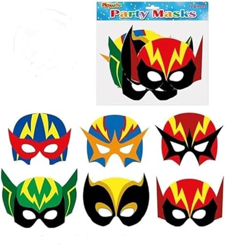 Image of MustBeBonkers Cardboard Face Masks (Super Hero, 12)