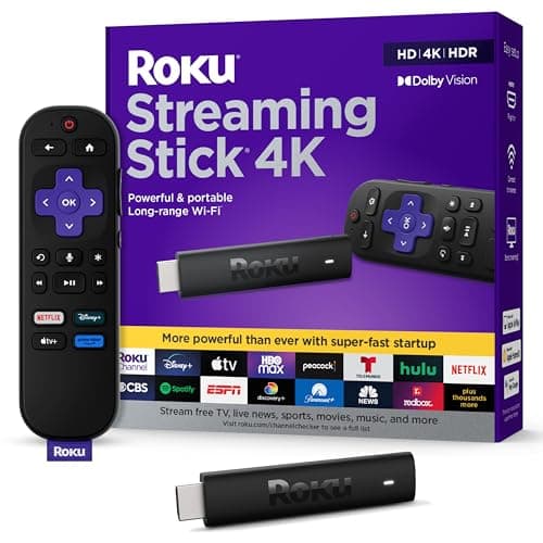 Image of Roku Streaming Stick 4K 2021 | Streaming Device 4K / HDR / Dolby Vision with Roku Voice Remote Control and TV Controls, Black