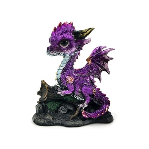 Image of Puckator Elements Cute Baby Amethyst Woodland Dragon - Cute Fantasy Living Room Decor - Aesthetic Feng Shui Meditation Accessories - Garden Ornaments - Shelf Desk Decorations - Home Gifts - Statues