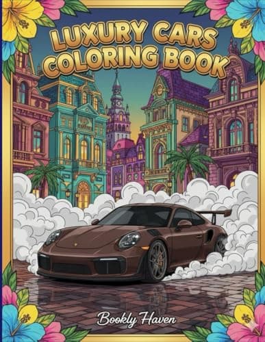 Image of Cars coloring book: Luxury Car Coloring Book for Adults and kids – 50 High-End Supercar Designs | Relaxing Coloring Pages Featuring Sports Cars, ... | Perfect Gift for Car Lovers (100 Pages)