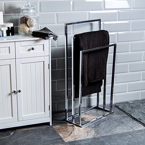 Image of Bath Vida Three Tier Bathroom Towel Holder Freestanding Chrome Bar Rail Rack