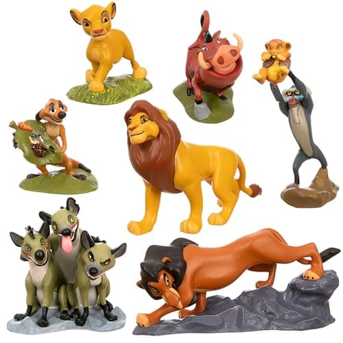Image of Disney Store Official The Lion King Figure Set, 7 Toys including Simba, Timon, Pumbaa, Rafiki, Scar and the Hyenas, Suitable for Age 3+